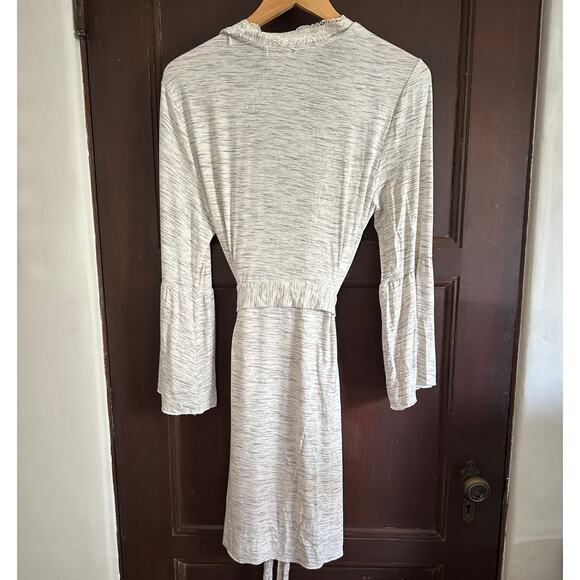 SOMA | Soft Heather Gray Bell Sleeve Lace Trim Robe | Size Small Medium - Picture 2 of 5